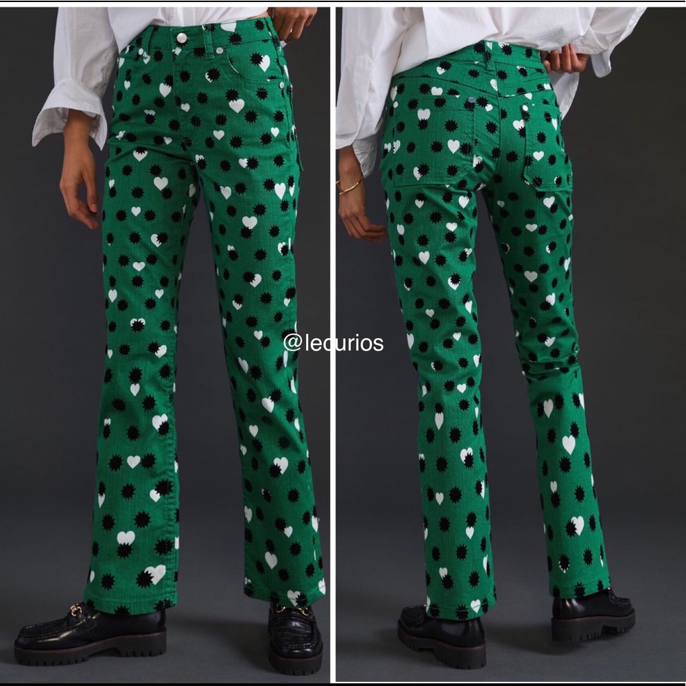 NWT Anthropologie Slim Jeans. Green motif. Size 27